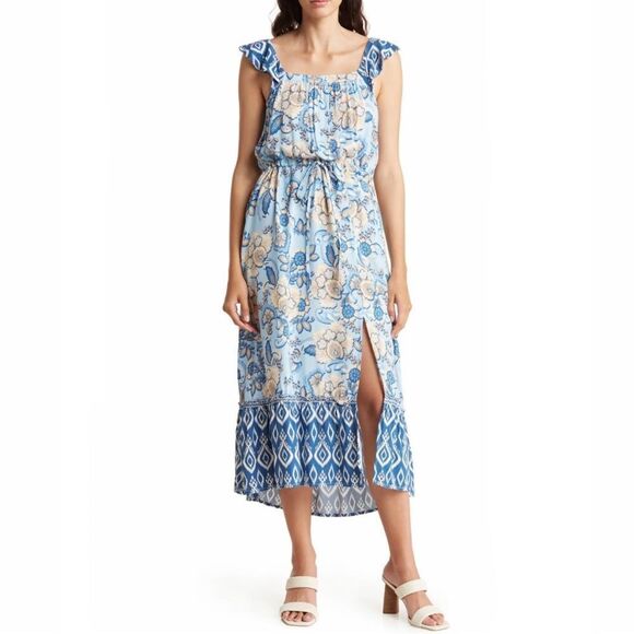 Casa Cabana Blue Paisley Patterned Midi Dress - Picture 1 of 11